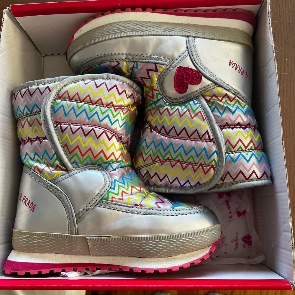 Agatha Ruiz De La Prada Colorful Zigzag Kids Snow Boots